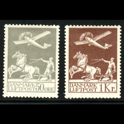 Dänemark: 1929, Flugpost (Erstfalz, signiert, für postfrisch M€ 350,-)