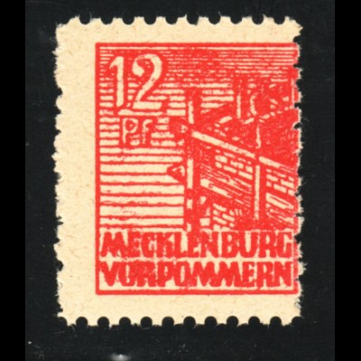 Mecklenburg: 12 Pfg. dunkelrosa, (farbgepr. BPP, M€ 120,-)