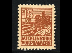 Mecklenburg: 15 Pfg. gelbbraun, Papier z (gepr. BPP, M€ 35,-)