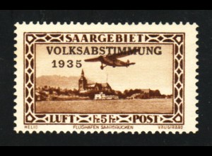 1932, Flugpost 5 Fr. Plattenfehler:"Blitzableiter" (gepr. Geigle BPP, M€ 150,-)