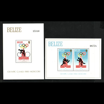Belize: 1979, Blockpaar Sommerolympiade Moskau