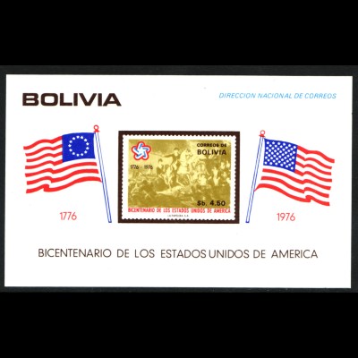 Bolivien: 1976, Blockausgabe zur 200-jährigen Unabhängigkeit der USA (Flaggen)