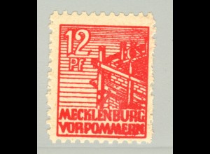 Mecklenburg: 12 Pfg. dunkelrosa auf dünnem glattem Papier (seltene Marke)