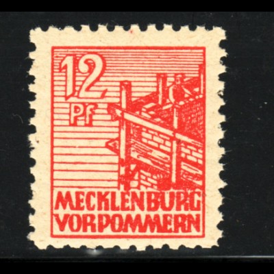 Mecklenburg: 12 Pfg. rot auf dünnem glattem Papier (bessere Type)