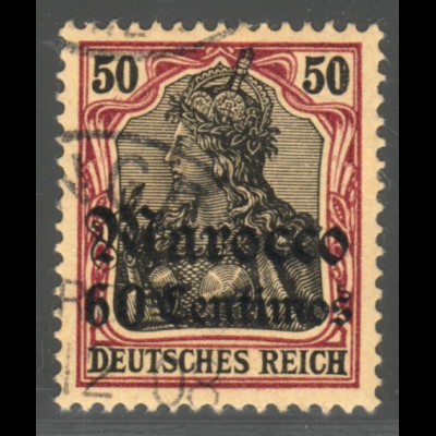 Deutsche Post in Marokko: 1905, Germania 60 Cts. auf 50 Pfg.