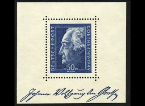 1949, Goethe (Blockeinzelmarke, M€ 150,-)