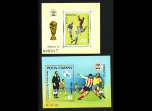 Rumänien: 1981, Blockpaar Fußball-WM Spanien (Motiv: Spielszenen)