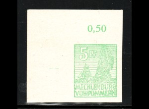 Mecklenburg: Abschiedserie 5 Pfg. dickes Papier, seltene Farbe mittelgün 