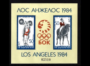 Bulgarien: 1983, Blockausgabe Sommerolympiade Los Angeles