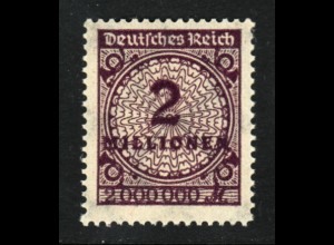 1923, Korbdeckel 2 Mio. Mk. gute Farbe dunkelpurpur (farbgepr. BPP, M€ 100,-)