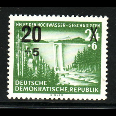 DDR: 1954, Überdruck Hochwassergeschädigte; Plattenfehler: "Punkt über HE " 