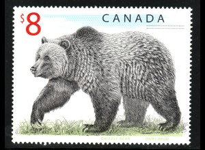 Kanada: 1997, Freimarke Grizzlybär 8 $