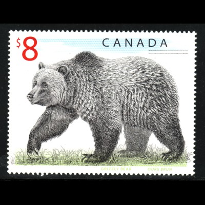 Kanada: 1997, Freimarke Grizzlybär 8 $
