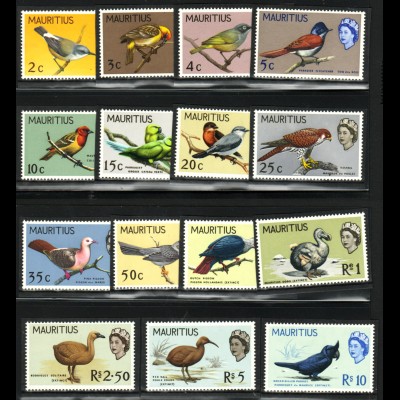 Mauritius: 1965, Freimarken Vögel (M€ 85,-)