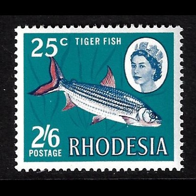 Simbabwe - Rhodesien: 1968, Freimarkenergänzungswert Tigerfisch (M€ 70,-)