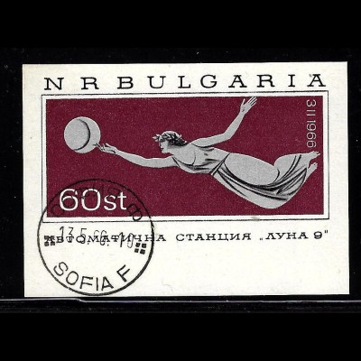 Bulgarien: 1966, Blockausgabe zur Mondlandung von "Luna 9"