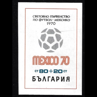 Bulgarien: 1970, Blockausgabe Fußball-WM Mexiko (stilisierter Fußball)