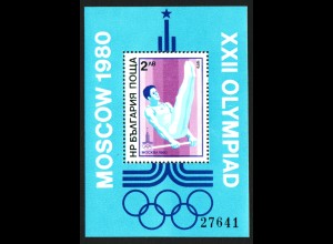 Bulgarien: 1979, Blockausgabe Sommerolympiade Moskau (Kunstturnen)