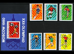 Bulgarien: 1980, Sommerolympiade Moskau (Block und Satz)