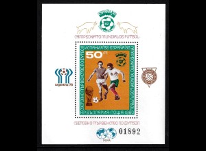Bulgarien: 1980, Blockausgabe Fußball-WM Spanien (Motiv: Spielszene)