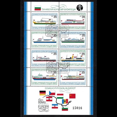 Bulgarien: 1981, Blockausgabe Europäische Donaukonferenz (Schiffe); Esst.