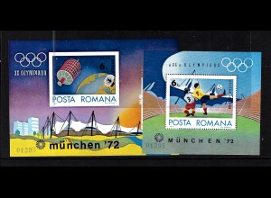Rumänien: 1972, Blockpaar Sommerolympiade München (auch Motiv Weltraum)