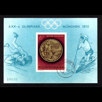 Rumänien: 1972, Blockausgabe Medaillengewinner Sommerolympiade München (ungezähnt, M€ 50,-)
