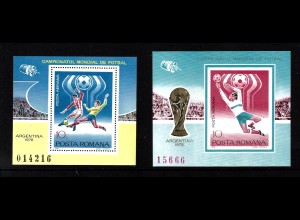 Rumänien: 1978, Blockpaar Fußball-WM Argentinien (Motiv: Spielszenen)