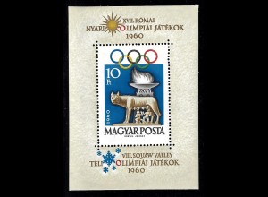 Ungarn: 1960, Blockpaar Sommerolympiade Rom (gezähnt und ungezähnt)