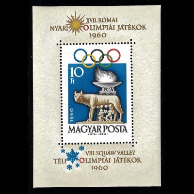 Ungarn: 1960, Blockpaar Sommerolympiade Rom (gezähnt und ungezähnt)