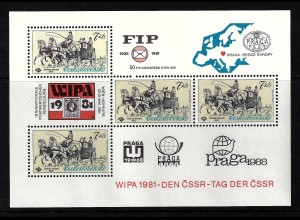 Tschechoslowakei: 1981, Blockausgabe Briefmarkenausstellung WIPA, Pferdekutsche