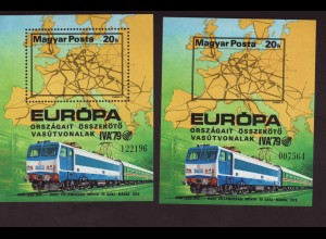 Ungarn: 1979, Blockpaar Eisenbahn (gezähnt und ungezähnt)