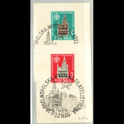 Polen: 1955, Blockpaar Briefmarkenausstellung in Posen (Ausstellungs-SoSt.)