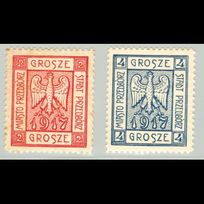 Polen: 1916, Lokalausgabe Przedborz: Wappen gezähnt (signiert, M€ 220,-)