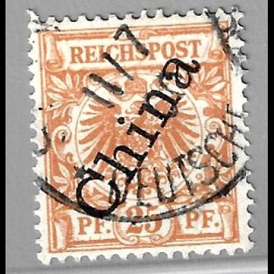 Deutsche Post in China: 1898, Steiler Aufdruck 25 Pfg.