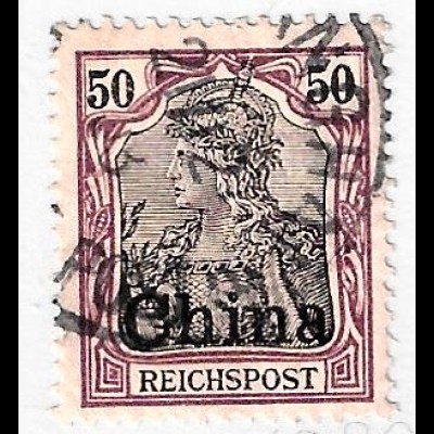 Deutsche Post in China: 1901, Reichspost Germania 50 Pfg.