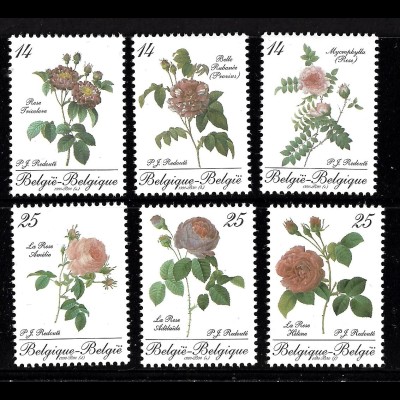 Belgien: 1990, Rosen (Einzelmarken aus Bl. 61)