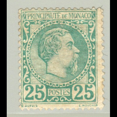 Monaco: 1885, Fürst Charles III. 25 C. (Lückenfüller, für Falz M€ 500,-)