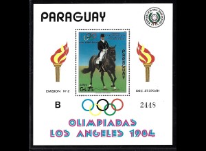 Paraguay: 1984, Blockausgabe Sommerolympiade Los Angeles (Dressurreiten)