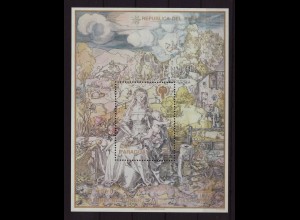Paraguay: 1980, Blockausgabe Jahr des Kindes (Dürer-Gemälde: Heilige Jungfrau umgeben von Tieren, M€ 170,-)