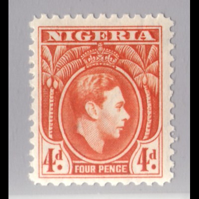 Nigeria: 1938, Freimarke König Georg VI. 4 P. (Einzelstück)