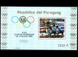 Paraguay: 1979, Blockausgabe Sommerolympiade Moskau (Zweier-Kanadier)
