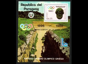 Paraguay: 1980, Blockausgabe Olympische Spiele der Neuzeit