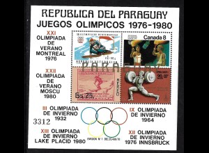 Paraguay: 1978, Blockausgabe Olympische Spiele (Motiv Marke auf Marke)