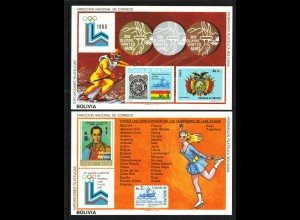 Bolivien: 1980, Blockpaar Winterolympiade Lake Placid ( M€ 130,-)