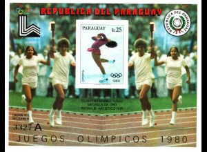 Paraguay: 1972, Blockausgabe Winterolympiade Lake Placid (Eiskunstlauf)