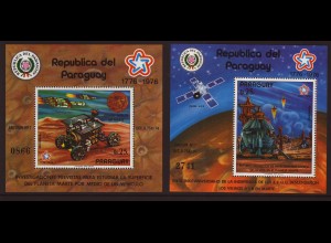 Paraguay: 1977, Blockpaar Weltraum (Marsauto und Raumschiffhafen)