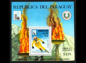 Paraguay: 1979, Blockausgabe Winterolympiade Lake Placid (Skiabfahrtsläuferin)
