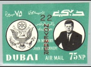 Dubai: 1964, Überdruckausgabe Kennedy (ungezähnt)