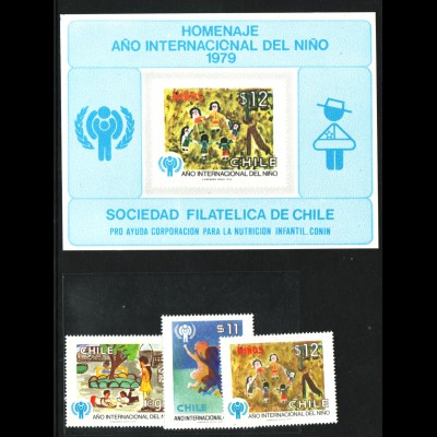 Chile: 1979, Jahr des Kindes (Satz und katalogisiertes Gedenkblatt)